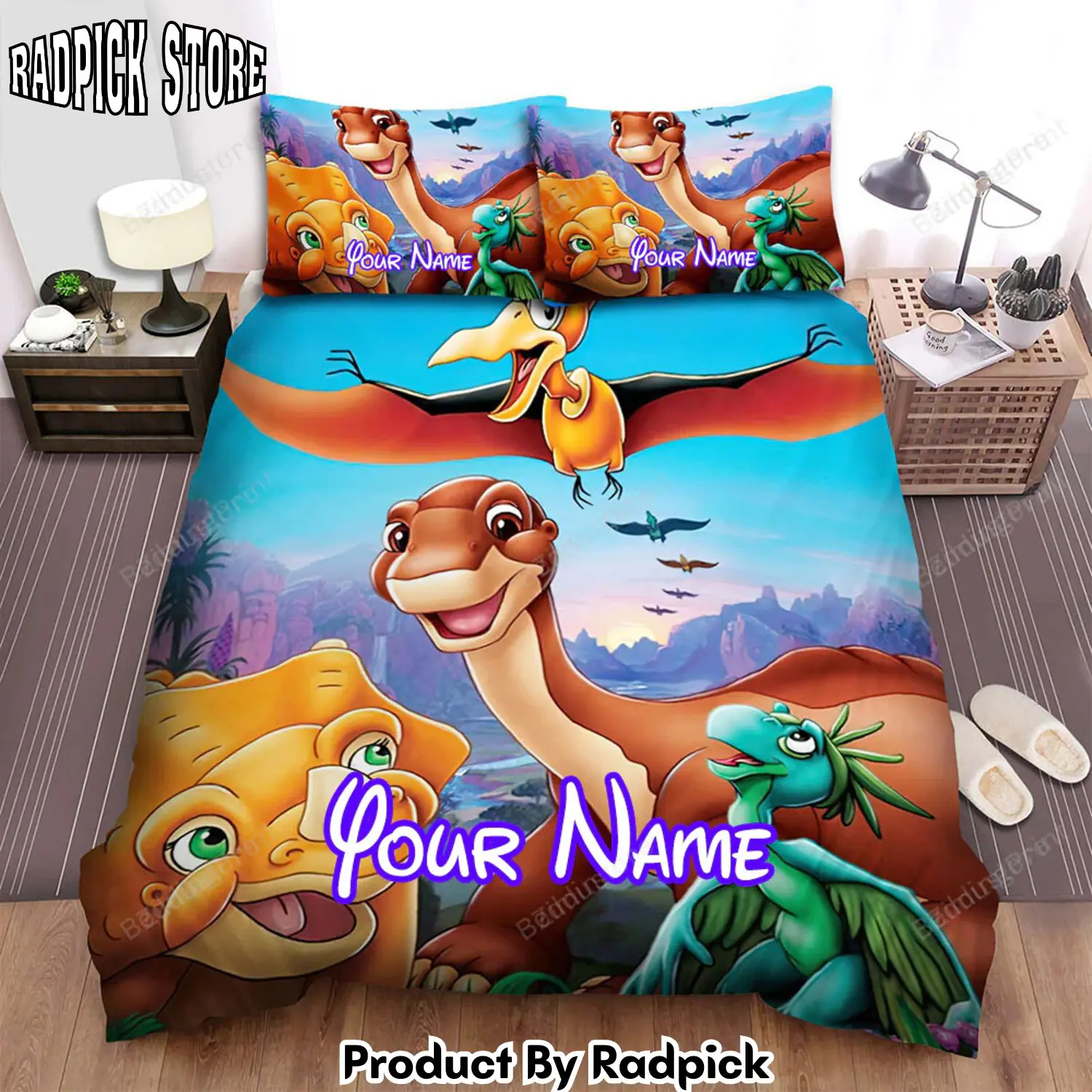 Radpick the land before time movie great day of the flyers bed sheets duvet cover personalized name bedding sets rp3271155